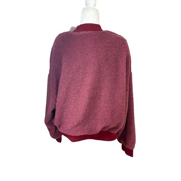 Fabletics Pullover Womens Size 2X Plus Red Crew Malia Sherpa Fleece Cropped New - Picture 5 of 13